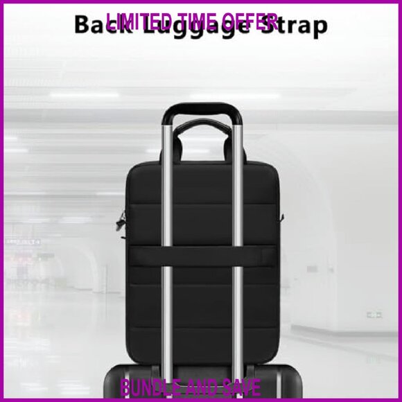 Vertical Laptop Shoulder Bag 15.6 Inch Padded Double Layer Messenger - Picture 8 of 8